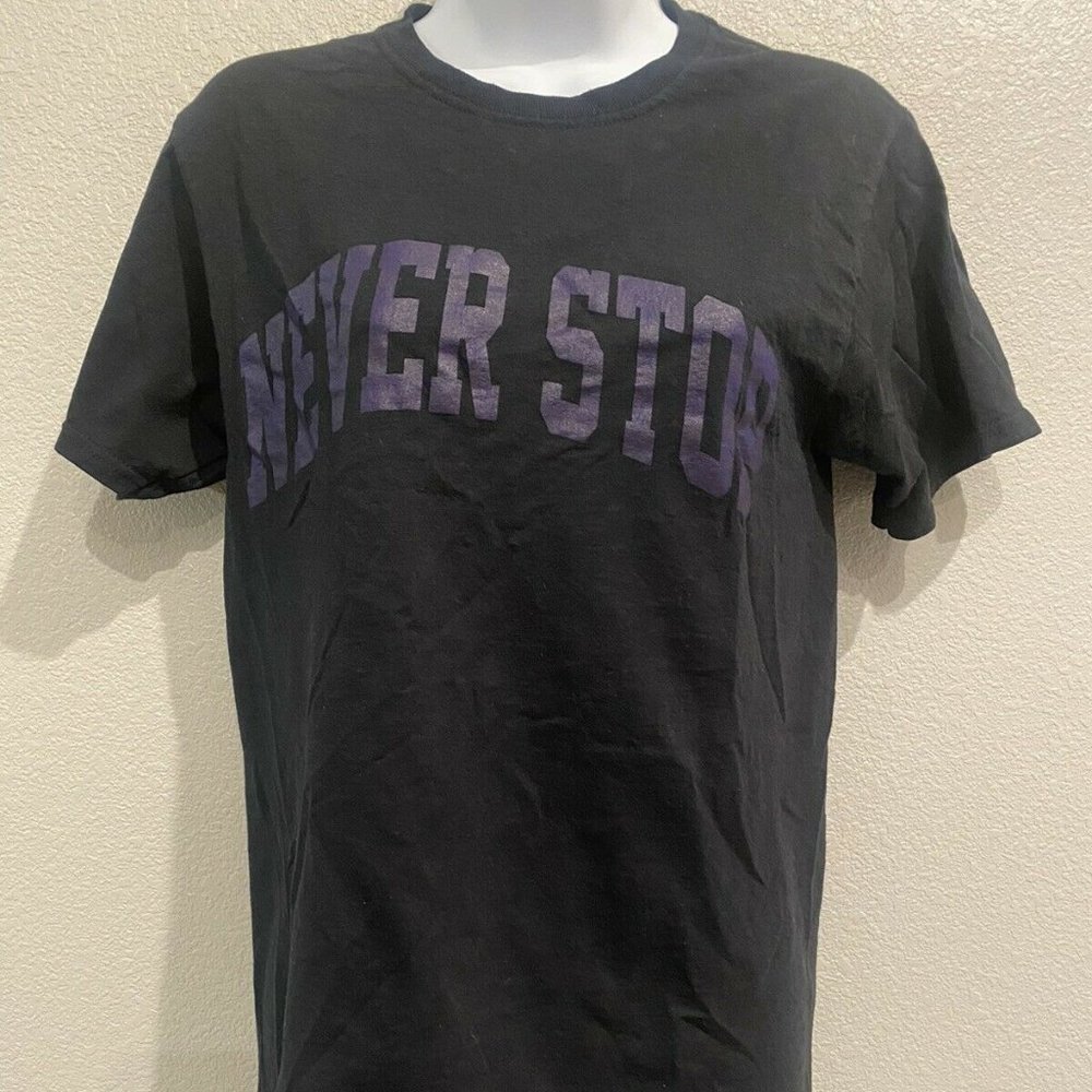 Purple and Black "Never Stop" Small T-Shirt